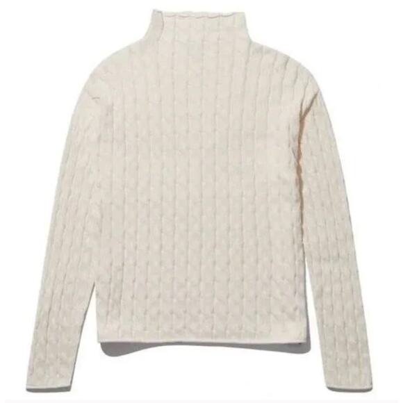 KULE The Mirabelle Cream Mock Neck Cable Knit Cotton Sweater Size Medium - Picture 9 of 13